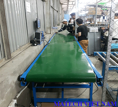 Băng tải PVC khung thép lắp đặt Tiki